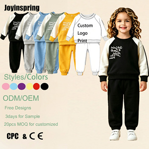 Ensemble de vêtements de sport décontractés pour petites filles, sweat-shirt à manches raglan avec imprimé lettres et pantalon de jogging à revers, 2 pièces - Product Image 1