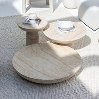 Ensemble de table basse de luxe pour la décoration de la maison, design moderne, table basse en marbre travertin de couleur nordique, en fibre de verre pour le salon