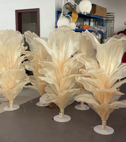 S-0054 Support de fleurs de luxe fait main pour mariage, décoration de centre de table principale, centre de table en organza couleur champagne, accessoires