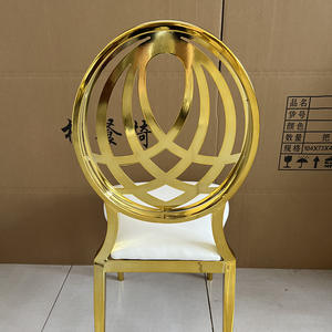 เก้าอี้รับประทานอาหารสแตนเลสสำหรับงานเลี้ยงงานแต่งงาน ราคาโรงงาน ขายส่ง เฟอร์นิเจอร์โรงแรม เก้าอี้หรูหราพนักพิงสูงสีทอง - Product Image 2