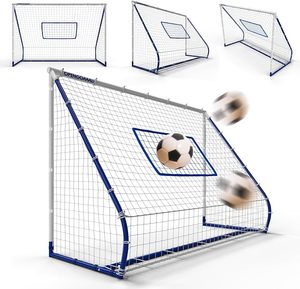 Mini-<span class=keywords><strong>but</strong></span> <span class=keywords><strong>de</strong></span> football portable en métal blanc avec <span class=keywords><strong>filet</strong></span> <span class=keywords><strong>de</strong></span> rebond pliable pour l'entraînement en intérieur des adolescents et la pratique solo - Product Image 2