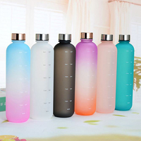 Bouteille d'eau de sport JSTAR 32oz 1000ml en Tritan, dégradé givré, écologique, durable, sans BPA, avec marqueur de temps, anti-fuite, pour l'extérieur