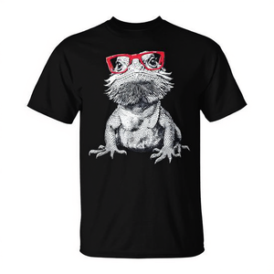 Camiseta Bearded Dragon Nerdy Glasses, color negro, unisex, talla para adultos - Product Image 2