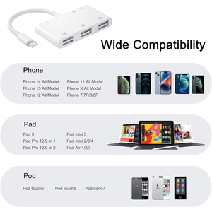 Adaptateur de caméra USB pour iPhone, kits de connexion de caméra USB OTG avec lecteur de carte SD TF et adaptateur de charge pour iPhone 14 - Product Image 5