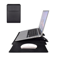 Funda Protectora Delgada de Cuero PU Impermeable con Logotipo Personalizado para Computadora Portátil de 13, 14 y 15 Pulgadas, con Soporte y Alfombrilla para Ratón para Macbook