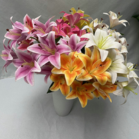 Lys artificiel en PU fait main, toucher réel, 9 têtes, tige unique, pour décoration de mariage, maison, salon, centre de table