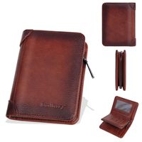 Baellerry dompet PU pria desain Vintage, dompet koin lipat tiga slot kartu ritsleting