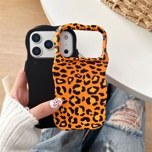 เคสโทรศัพท์แบบไล่สี Wave Edge Gradient 2 in 1 Tpu+pc สำหรับ iPhone Air 16 15 14 Pro Max, สำหรับ iPhone 17 Pro Max สีดำและลายเสือดาวสีน้ำตาล - Product Image 4