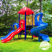 Petite maisonnette en plastique pour arbre, équipement de jeu extérieur, toboggan ondulé, pour jardin et parc, fabricant membre IPEMA, certifié ASTM F1487