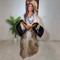 Robe de reine africaine luxueuse en tissu jacquard, style bubu, avec foulard assorti, robes turques pour femmes