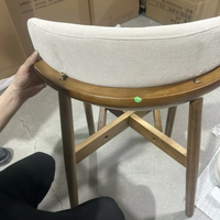 Fauteuil de Loisirs Nordique Moderne en Bois Massif avec Tissu pour Intérieur Hôtel, Restaurant, Café ou Meuble de Salon