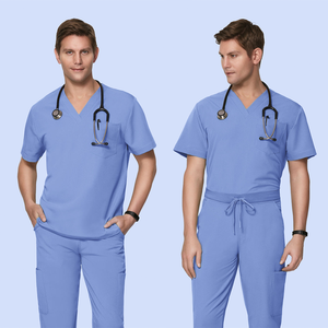 ชุดพยาบาลยืดสำหรับผู้ชายชุดสำหรับขัดพยาบาลสีฟ้ารอยัลสครับ - Product Image 2