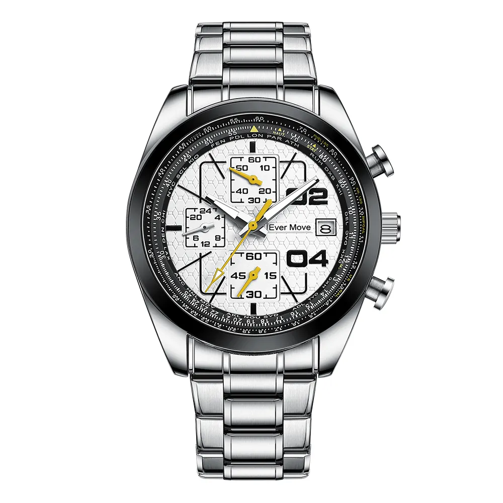2022 Ever Move Wholesale Luxury Quartz Watch Men'S Fashion Casual Chronograph Watch Stainless Steel Band