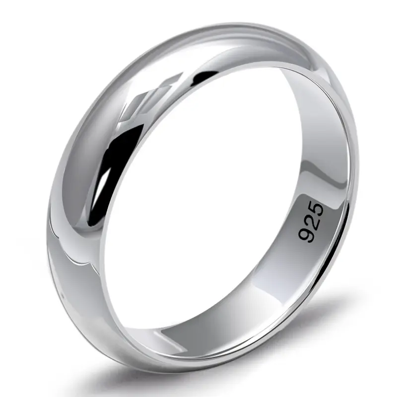 925 boda de plata esterlina personalizada mujer hombres 925 anillos de plata moda simple fiesta anillos de plata