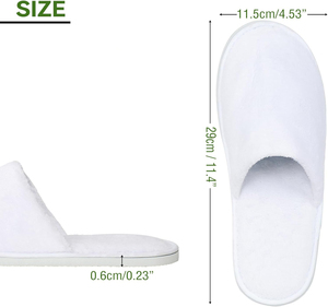 Chaussons d'hôtel jetables en molleton corail et coton, semelle EVA, doux, portables, à bout fermé, couleur personnalisable, faible MOQ, certifiés ISO9001, vente en gros - Product Image 2