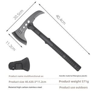 Hache de survie multi-outils de haute qualité pour l'extérieur, hache en acier au carbone, manche en plastique nylon, hache en acier Damas pour le camping et la coupe - Product Image 4