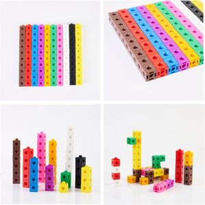 100 Uds cubos de matemáticas baratos niños jugando cubos de conexión 100 piezas bloques de plástico de aprendizaje preescolar - Product Image 4
