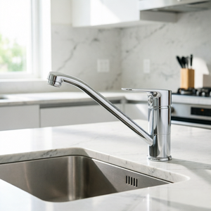 Robinet de cuisine moderne monotrou à levier unique en alliage de zinc chromé avec cartouche céramique, idéal pour hôtels et appartements - Product Image 2