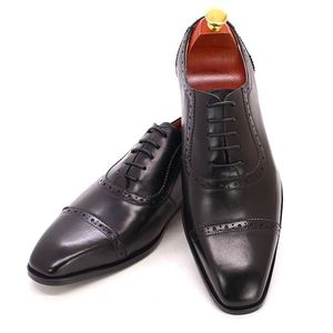 Chaussures Oxford à bout pointu faites à la main pour hommes, chaussures formelles à lacets à tige haute pour hommes - Product Image 2