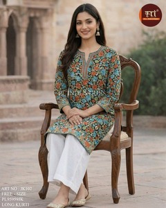 Top Selling Women Multi Colour Designer Georgette Fancy Ethnic Modern Quick Dry Digital Printing Regular Fit All Seasons <b>Kurti</b> - Product Image 6
