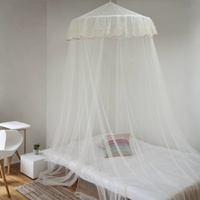 Moustiquaire de plafond suspendue de style européen, grand espace, pour lit Queen ou Twin, en acier inoxydable et polyester, pliable, idéale pour l'été