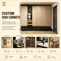 Système de rangement sophistiqué pour couloir en chêne flottant avec panneau à lattes verticales et base effet marbre pour projets de villas