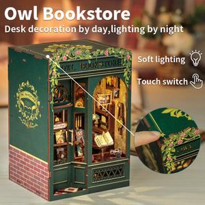 <span class=keywords><strong>CuteBee</strong></span> Best Selling Miniature Model  Mini Dollhouse DIY Book Nook Owl Bookstore 3D Wooden Puzzle Book Nook Kit Use As Gifts - Product Image 4