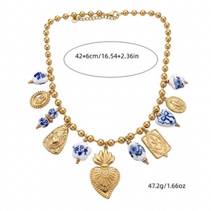 Jingciren Boutique Cross-border pearl stainless steel gold-plated <b>necklace</b> white round hollow cross Elegant gift box packaging - Product Image 2