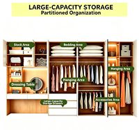 Armoire en bois de luxe léger pour chambre à coucher, placard de rangement simple à portes battantes avec tiroirs