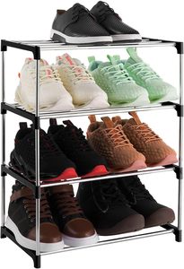 Zapatero pequeño apilable de 4 niveles, organizador de almacenamiento de estante de <span class=keywords><strong>zapatos</strong></span> ligero <span class=keywords><strong>para</strong></span> entrada, pasillo y <span class=keywords><strong>armario</strong></span> - Product Image 3