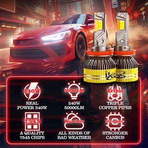 IKAS fábrica alta calidad 120W 240W 50000LM LED faros H11 coche H1 H3 H4 H7 3 tubos de cobre <span class=keywords><strong>rojo</strong></span> lámpara Led para motocicletas coches - Product Image 6