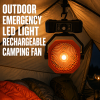 Ventilateur de camping extérieur portable personnalisé DC 3.7V Type-C Chargeur Lumière d'urgence Ventilateur de table de pulvérisation en plastique transfrontalier Batterie