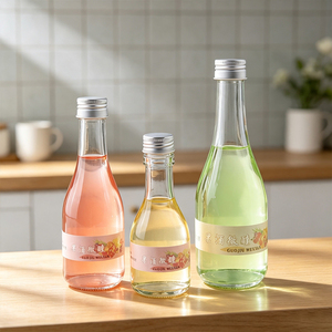Botella de Vidrio Curvada Multitamaño para <span class=keywords><strong>Vino</strong></span> o Frutas, con Tapa Metálica Plateada, para Elaboración Casera de Bebidas Fermentadas - Product Image 3