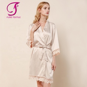 Pijamas de Satén de Seda con Encaje, Color Verde Salvia, para Novia, Damas de Honor y Niñas, para Fiestas de Boda, FUNG 3031 - Product Image 3