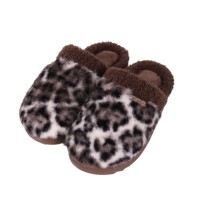 Pantoufles pour femmes Paul Frank en gros, imprimé léopard, en fausse fourrure de lapin douce et moelleuse, à bout fermé, chaudes pour l'hiver, à enfiler, pour l'intérieur