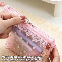Pochette à maquillage en dentelle et résille, sac cosmétique triangulaire original avec fermeture éclair métallique, mini sac pour stylo, petits essentiels, cadeau d'anniversaire (Noir)