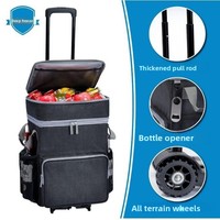Sac isotherme à roulettes en cuir détachable double couche, isotherme, étanche, pour boissons, aliments, pique-nique, avec poignée de traction
