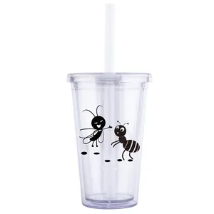 New Oem Custom Logo 16oz 500ml 700ml Black Cool Customized Plastic Milk Boba Bubble Tea Cup Reusable