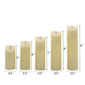 Big SIze Wedding Decoration 3d Real Flame Remote Control Ivory Different Sizes Paraffin Wax Led Pillar Candle - Product Image 2