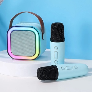 Lonvel Speaker Mini portabel, lampu Rgb berkedip, pesta rumah portabel Karoke Set mikrofon dapat diisi ulang nirkabel dengan 2 mikrofon - Product Image 2