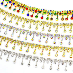 CZ strass di cristallo con strass in vetro con catena di nappe frangia accessori per vestiti borsa Costume scarpe con artiglio Set di quadri di diamanti - Product Image 4