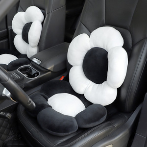 Coussin de siège ergonomique pour voiture, support lombaire et appui-tête floral pour le confort intérieur de la voiture - Product Image 3