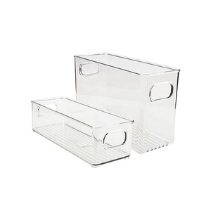 Plastic Stackable Fridge Storage Box Bins Set PET Refregerator Drawer Organizer Transparent