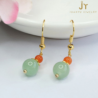 Pendientes de piedra natural de cobre chapado en oro Pendientes de gota de jade verde de piedra preciosa Pendientes de piedra de Aventurina de joyería