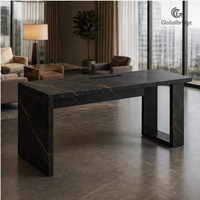 Bureau moderne en marbre noir et or sur mesure avec surface polie, durable, écologique et imperméable pour les projets d'hôtels et de villas