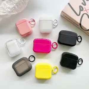 Cintura pequena capa do fone de ouvido Para airpods Bluetooth fone de ouvido caso 2 geração cor sólida silicone macio pro fone de ouvido caso