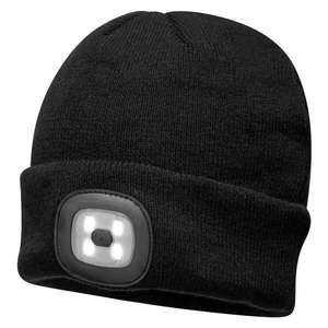 PORTWEST - B029BKR <b>USB</b> rechargeable <b>led</b> head <b>light</b> black beanie - EAN 5036108287086 WORKWEAR ACCESSORIES - Product Image 1