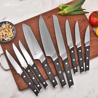 Juego de Cuchillos de Cocina Tc de Acero Inoxidable con Patrón Damasco, Juego de Cuchillos de Chef con Soporte de Madera