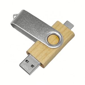 Memoria USB 3.0 Tipo C OTG Giratoria de Madera 2 en 1, Pendrive de 4GB 8GB 16GB 32GB 128GB 256GB con Logotipo Personalizado - Product Image 3