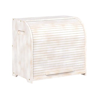 Bamboo Roll Top Bread Box Large Capacity Double Layer Wooden Storage Organizer For <b>Kitchen</b> Countertops - Product Image 5